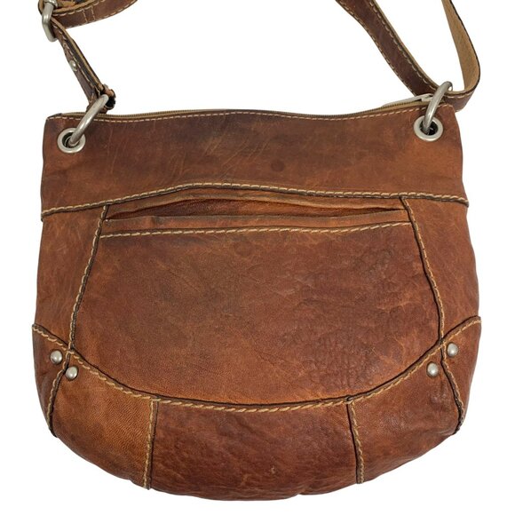 VTG FOSSIL Liberty Crossbody Bag Purse Brown Genuine Leather Adjustable FLAW - Picture 4 of 12